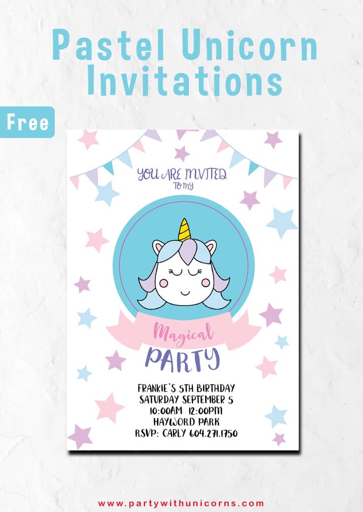 Unicorn Birthday Invitations - Free Printables - Party with Unicorns