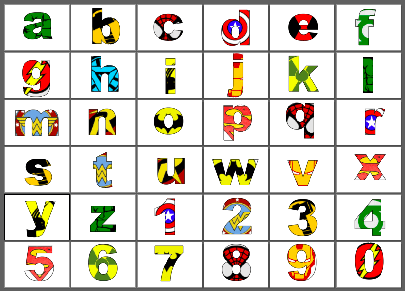 free printable superhero alphabet letters