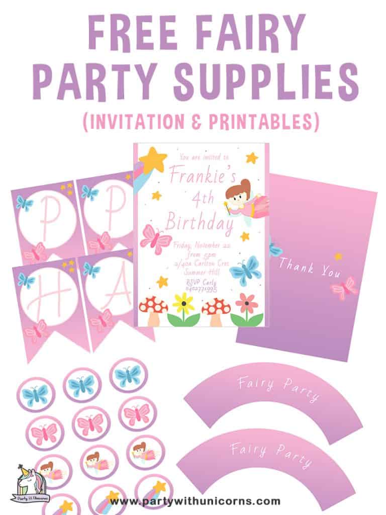 Free Fairy Party Supplies (Invitations and Party Printables) - Party with Unicorns