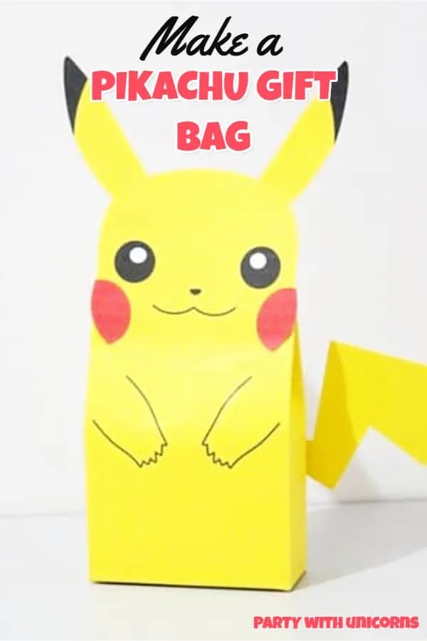 Download a free template and make a Pickachu gift bag. Perfect for a Pokemon Party Favor or Decoration. 