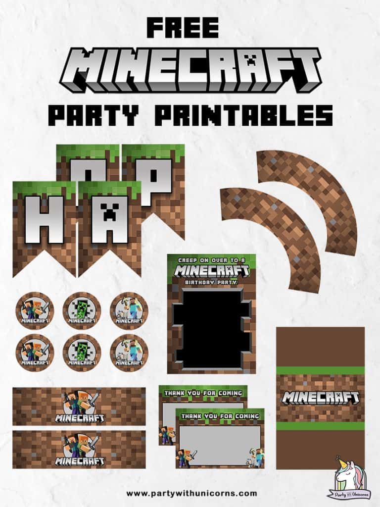 FREE Minecraft Banner & Toppers - Baby Shower Ideas - Themes  Minecraft  banners, Minecraft birthday party, Minecraft birthday