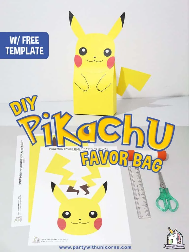 10 Pokemon Pikachu Treat Party Favor Goodie Label White Kraft Bag 5.25 x 8  Kids