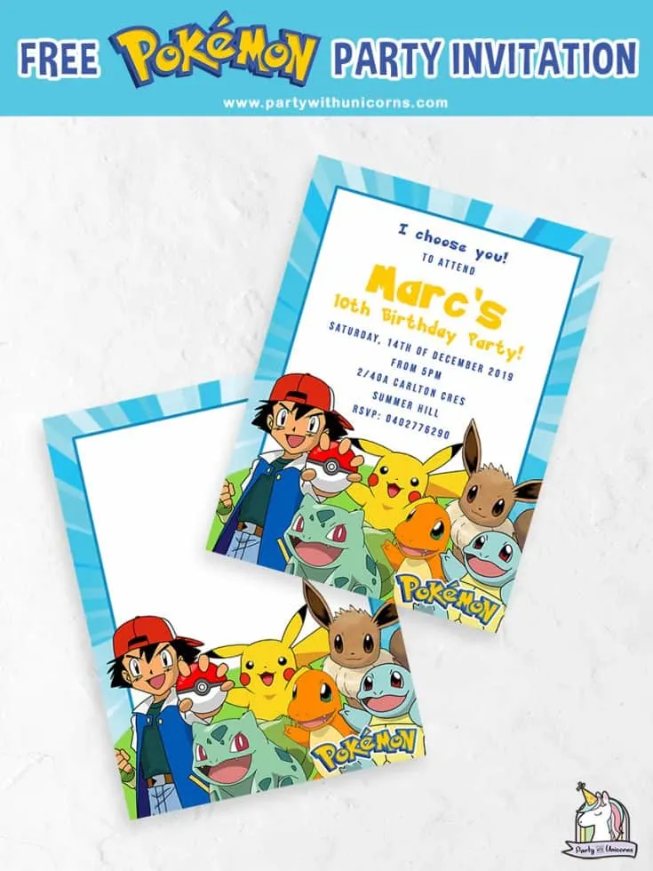 Pokemon Birthday Invitation / Pokemon Party / DIY Printable 