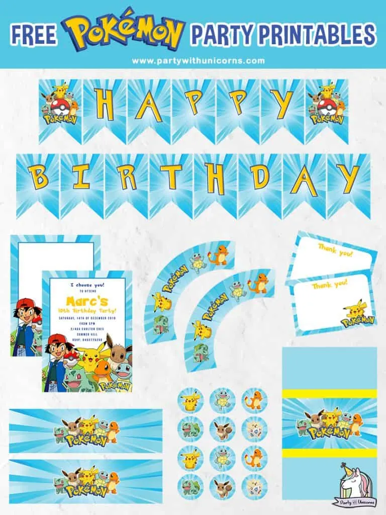 Pokemon Party Printables set