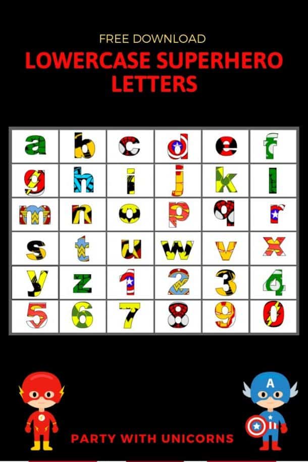 free printable superhero alphabet letters
