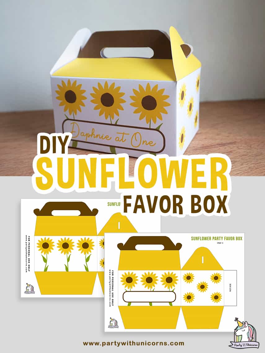 DIY Sunflower Favor Box Party with Unicorns