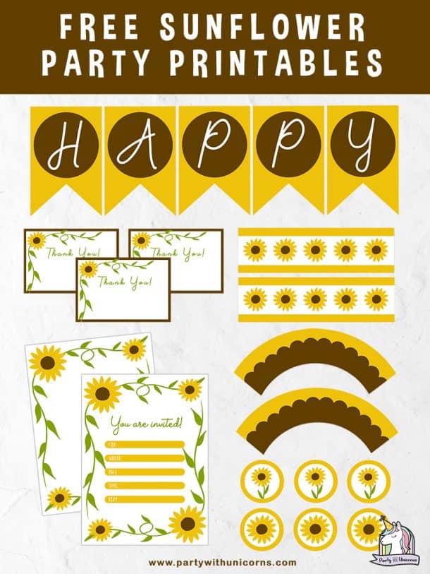 Free Sunflower Party Printables - Free Download - Party with Unicorns
