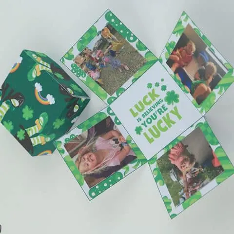 St Patrick's Day Exploding Box Craft instructions with inside showing