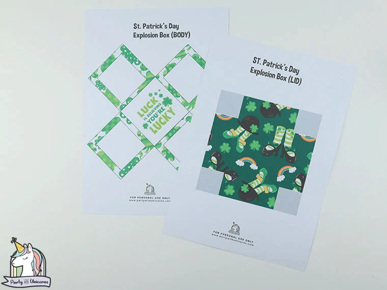 St Patrick's Day Exploding Box Craft templates