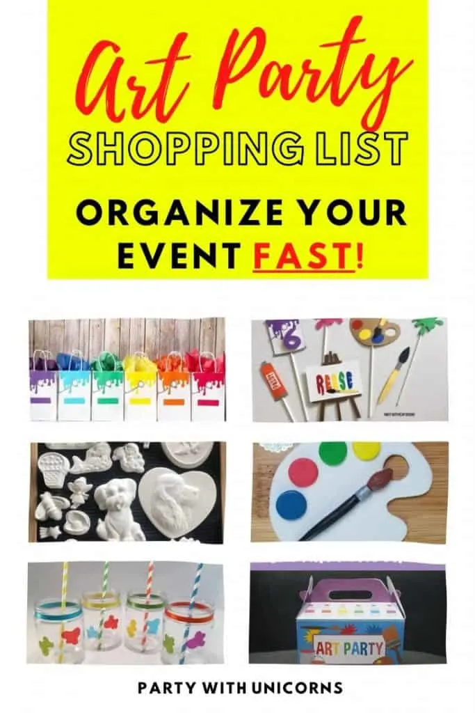 Art Party Shopping List 
