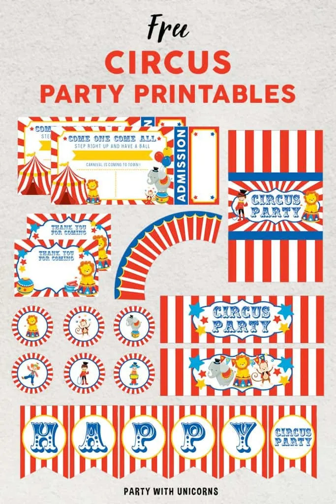 Free Circus Theme Party Printables