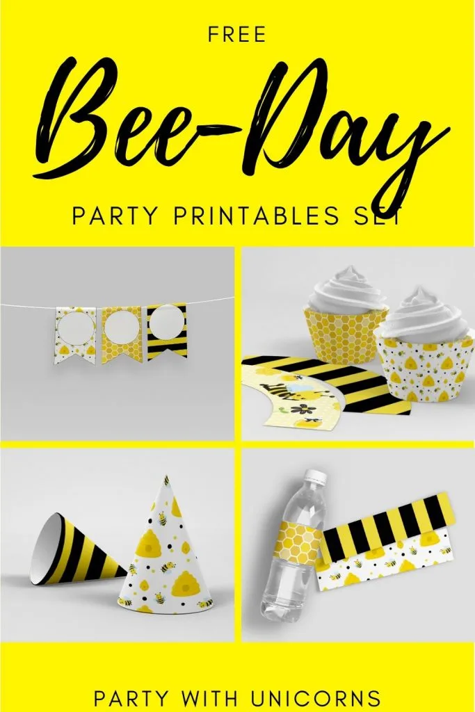 Free Bee-Day Party Printables set