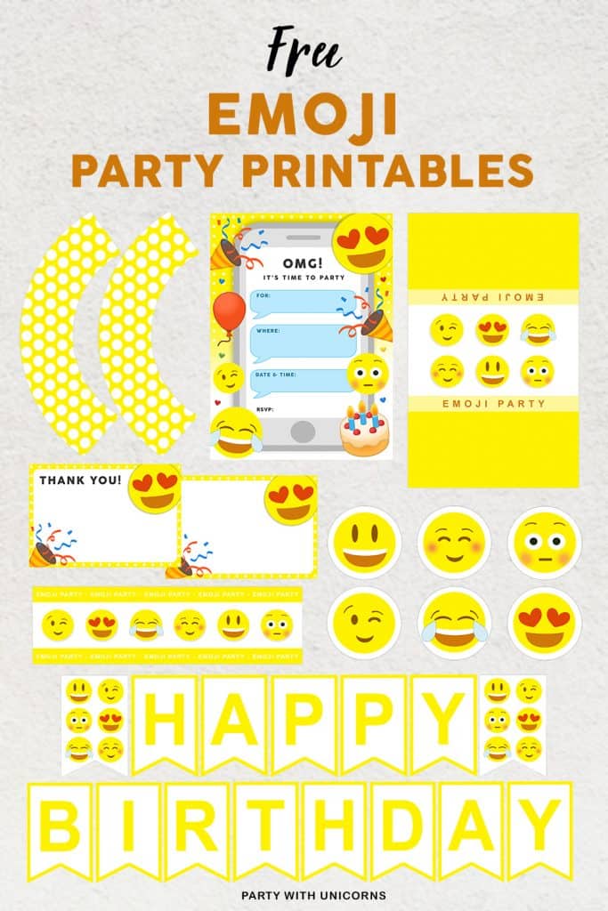 A free set of emoji party printables available for download. 