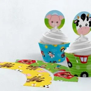 Farm Party Cupcake Toppers and Wrappers