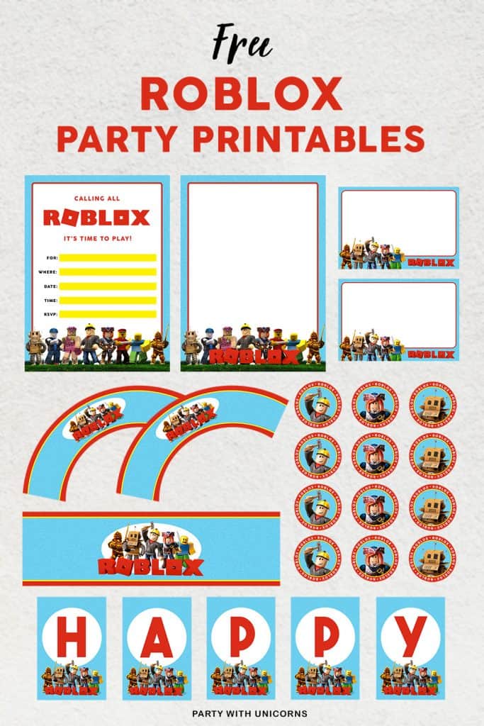 Download a set of Free Roblox Party Printables 