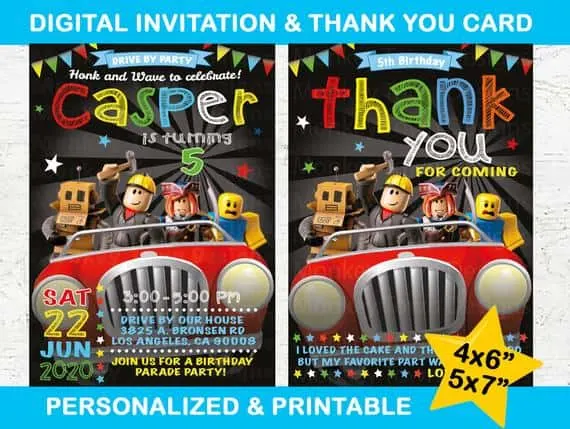 Free Roblox Party Printables - roblox birthday card diy