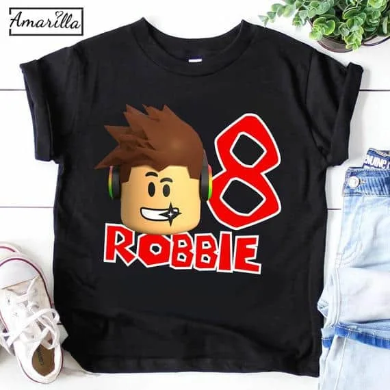 Free Roblox Party Printables - roblox personalized birthday shirt boy or girl any age any name customize roblox birthday shirt
