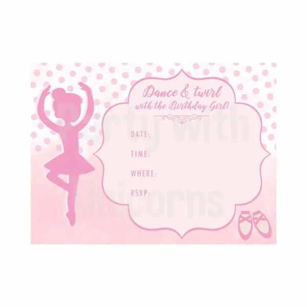 Ballerina Party Invitations | Party with Unicorns