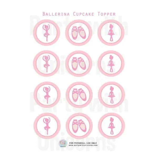 Ballerina Cupcake Toppers Party with Unicorns