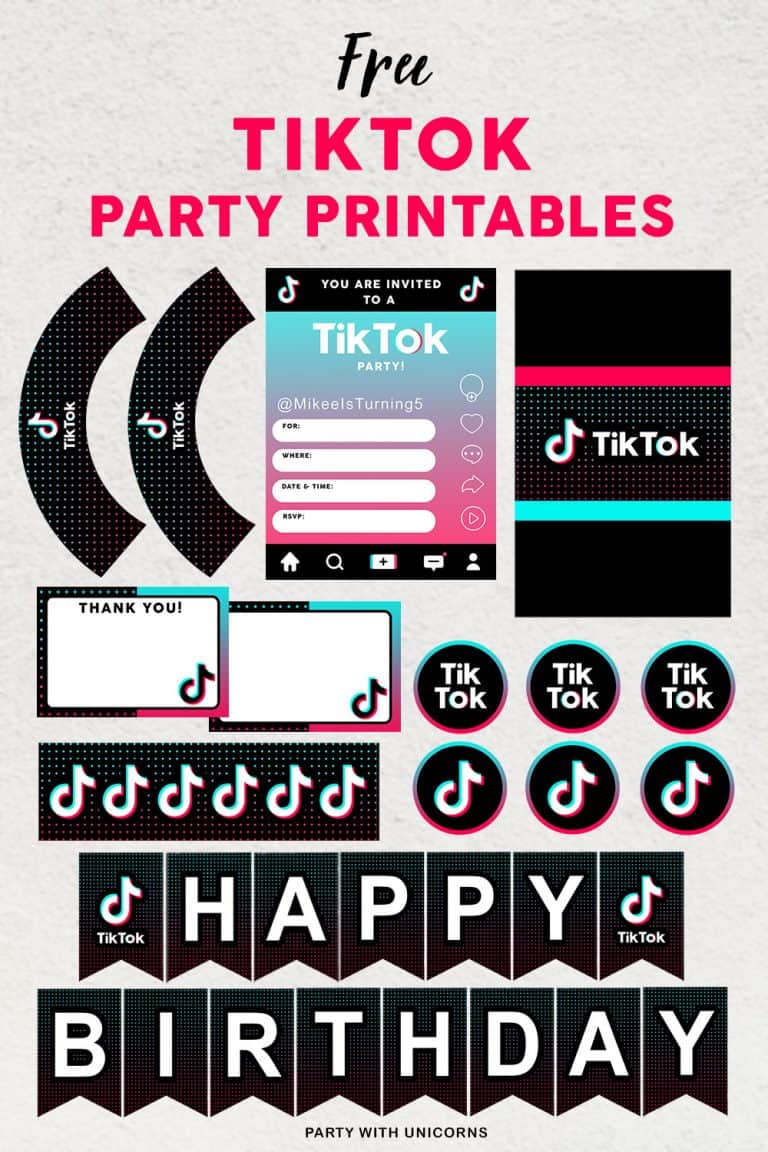 FREE TikTok Party Printables - Party with Unicorns