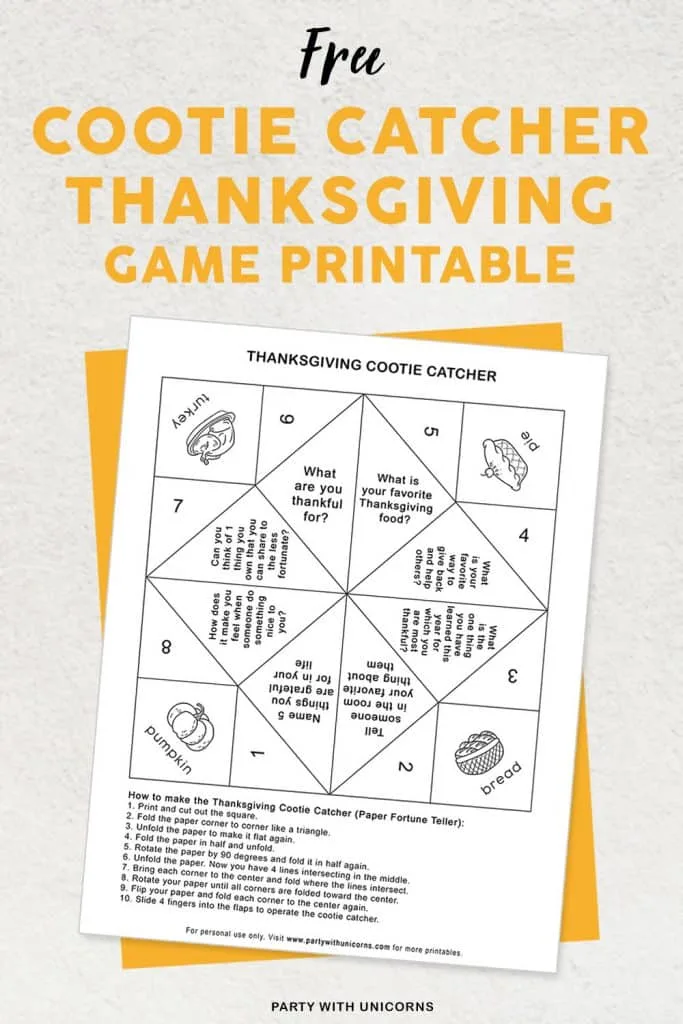 Thanksgiving Cootie Catcher