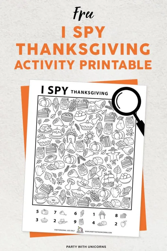 Thanksgiving ISPY Printable