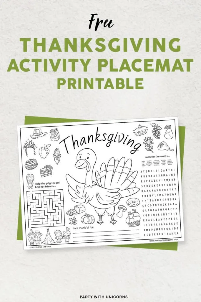Thanksgiving Placemat printable