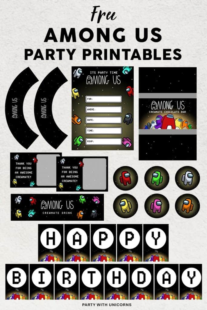 A set of Among Us Party Printables