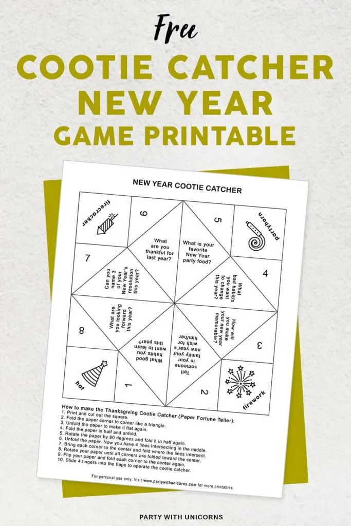 new years printable activity sheets for kids party with unicorns