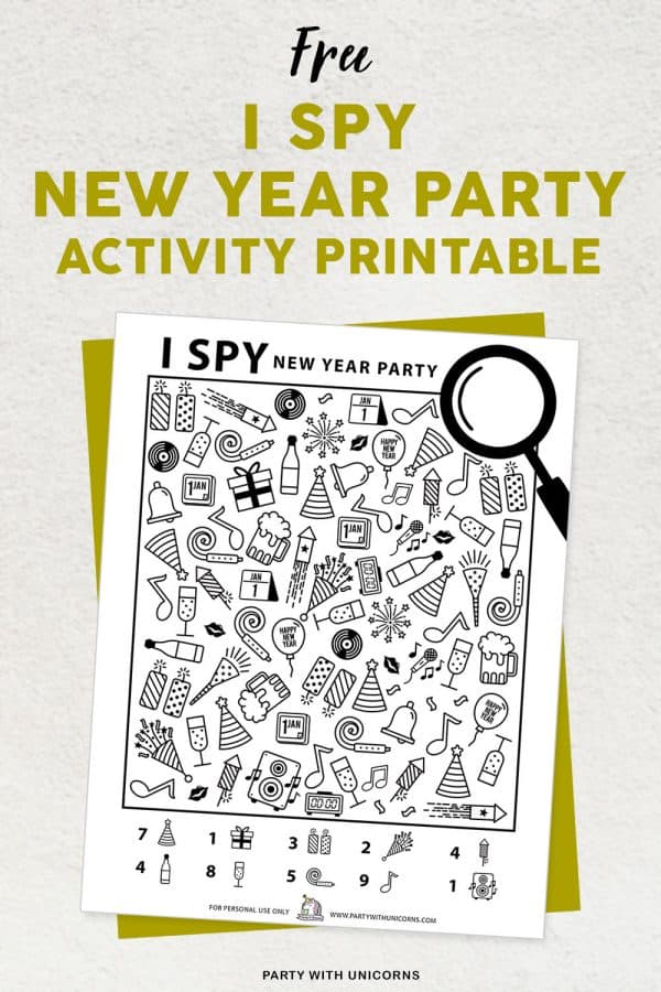 New Years Printable Activity Sheets for Kids - Party with Unicorns