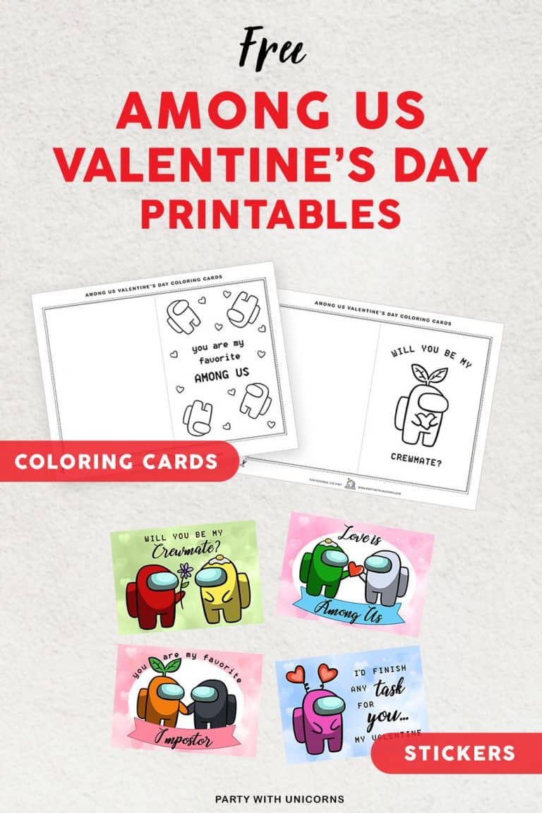Printable Among Us Valentines - Party with Unicorns