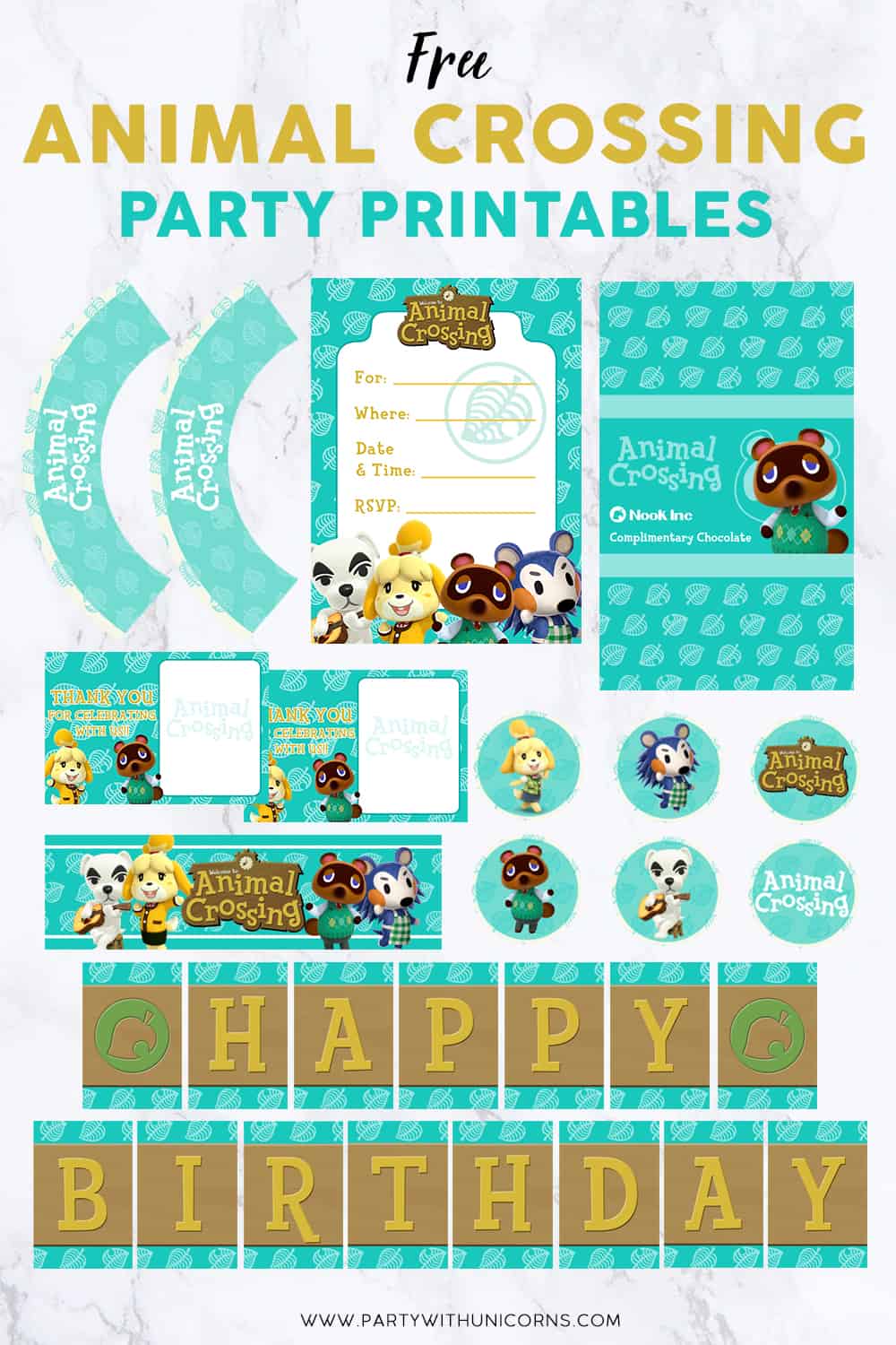 Animal Crossing Party Printables Party with Unicorns