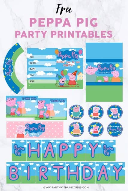 Peppa Pig Printables Set - Party with Unicorns