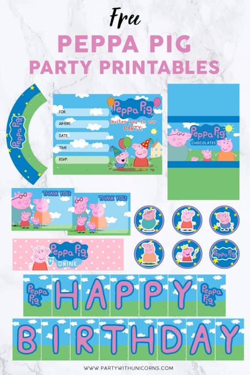 Peppa Pig Printables Set - Party with Unicorns