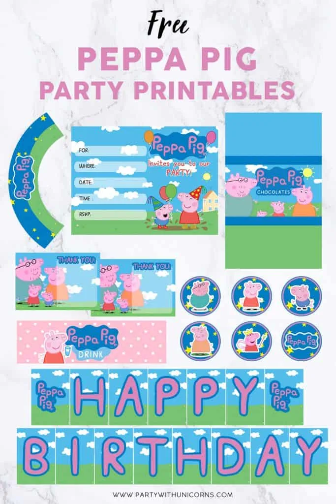 Peppa pig Birthday Water Bottle Label Template