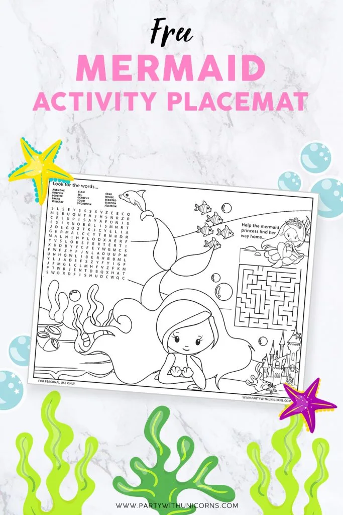Free Mermaid Activity placemat
