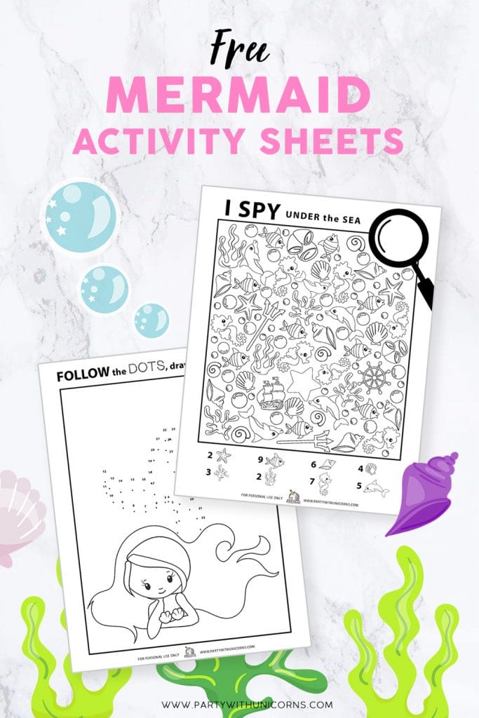 FREE Mermaid Printables (Placemat, Game, and Activity Sheets) Party