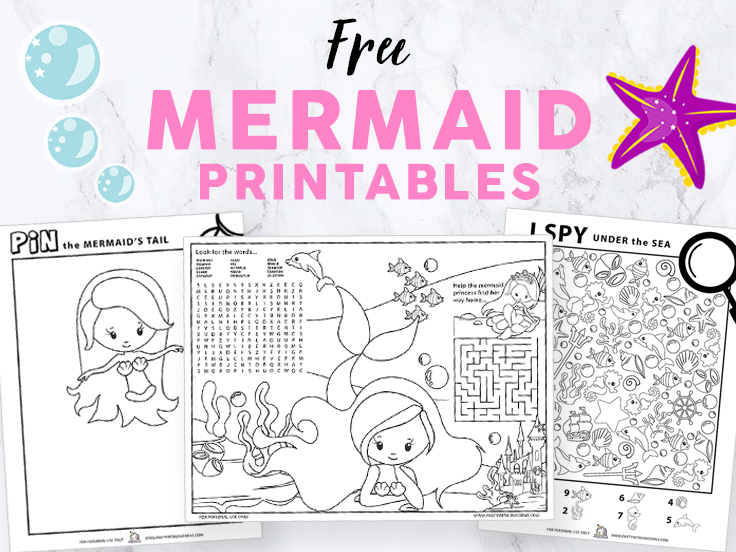 FREE Mermaid Printables Placemat Game And Activity Sheets Party 
