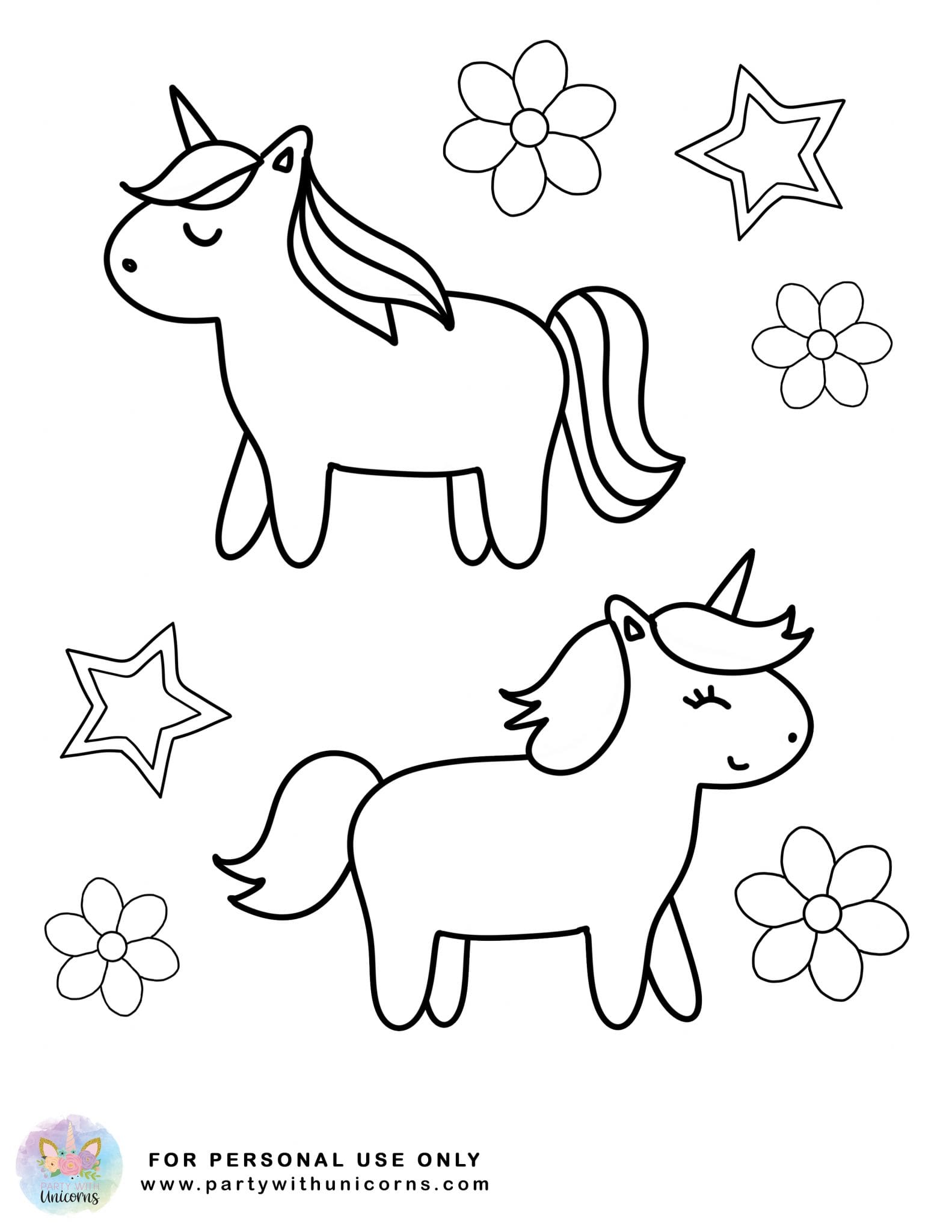 Unicorn Coloring Pages - Free Printable Coloring Book - Party with Unicorns