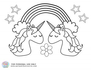Two Unicorn heads Coloring Page