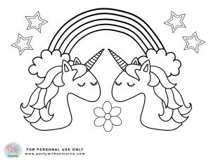 Two Unicorn heads Coloring Page