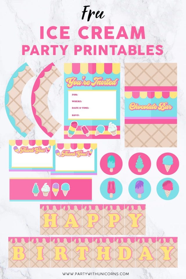Free Ice Cream Party Printables - Party with Unicorns
