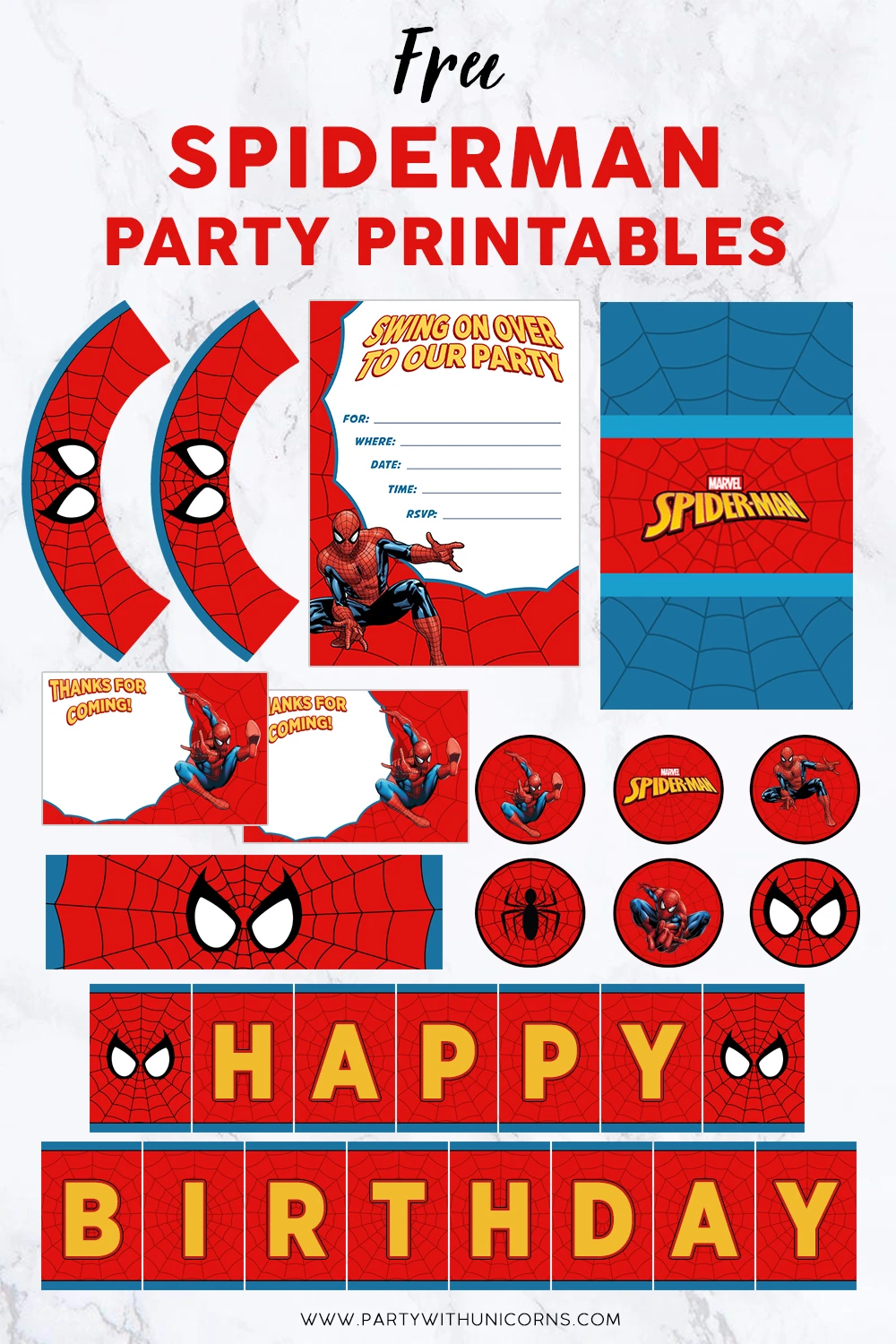 Included in Spiderman party set